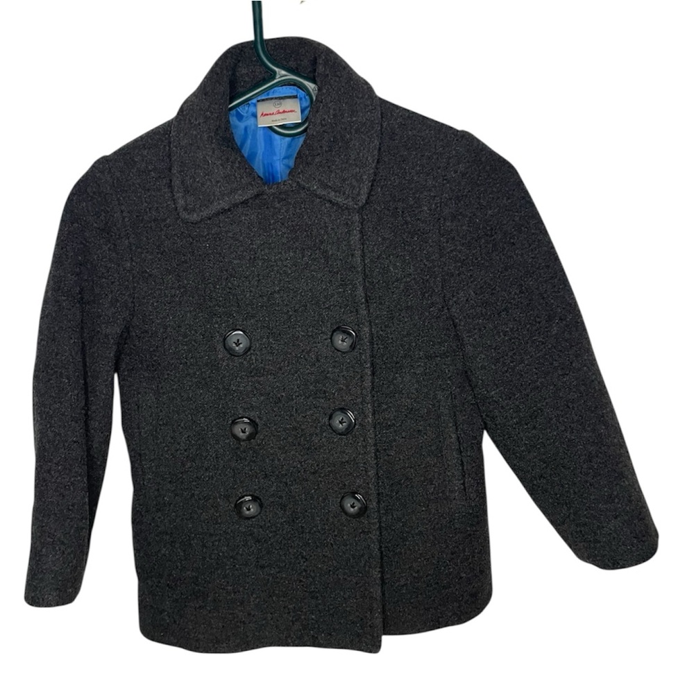 Hanna Andersson Wool Blend Charcoal Gray/Black Girls Coat- Size 110/5
